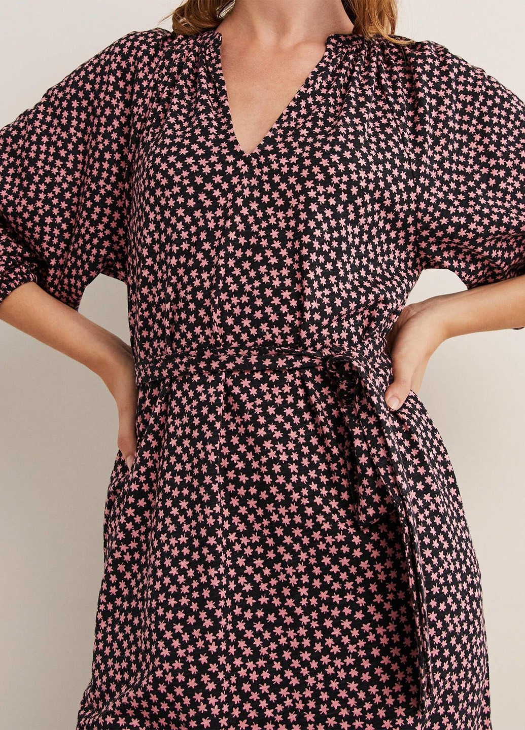 Комбинированное кэжуал платье а-силуэт Boden с цветочным принтом