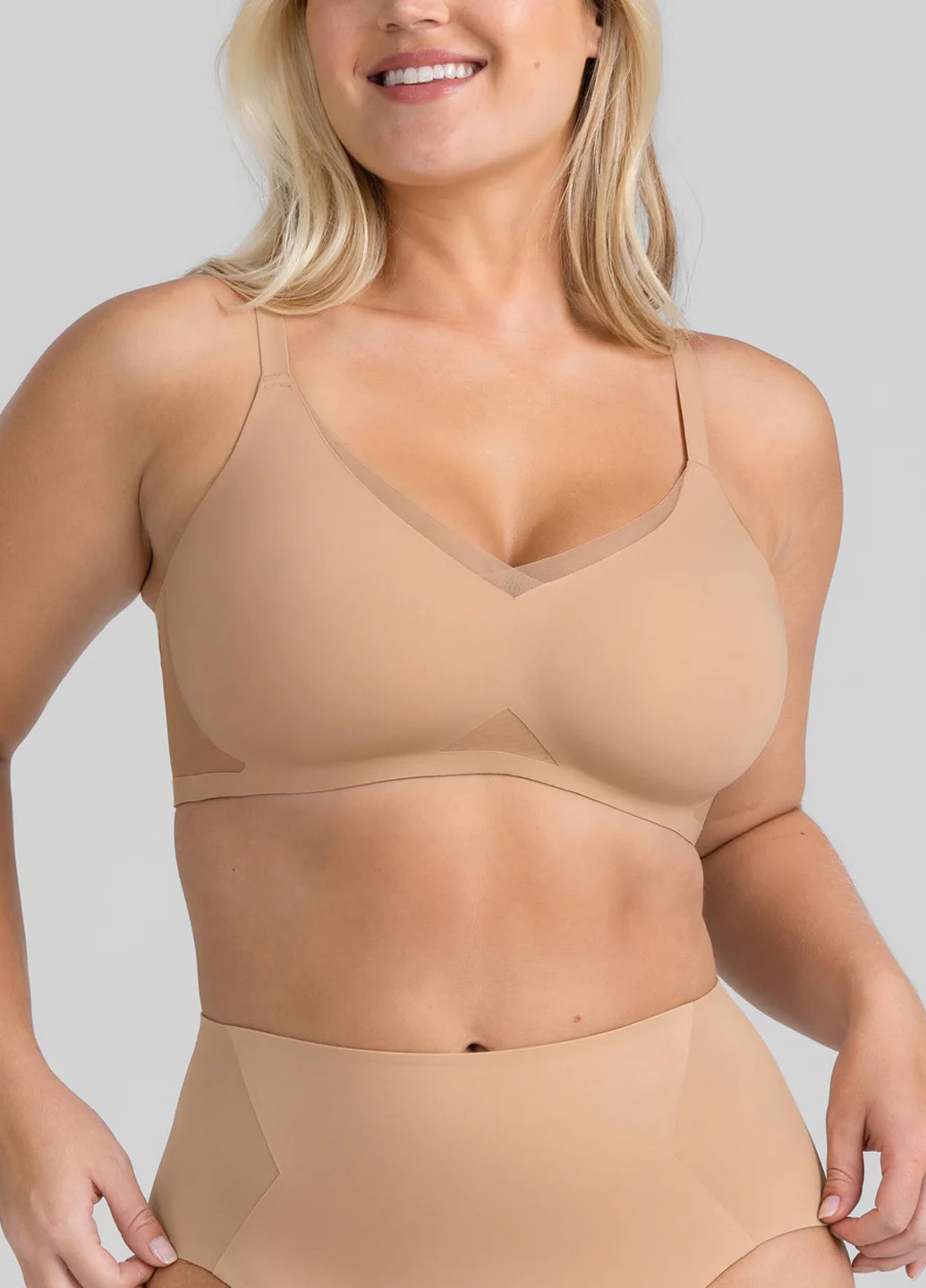 Бежевий безшовний бюстгальтер Honeylove без кісточок нейлон