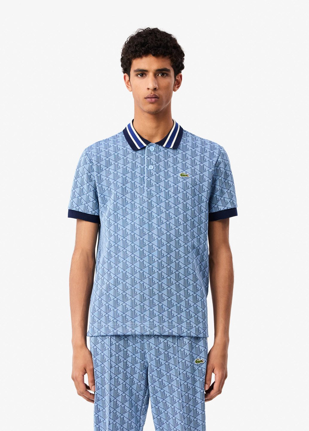 Серо-голубой футболка-поло для мужчин Lacoste с логотипом