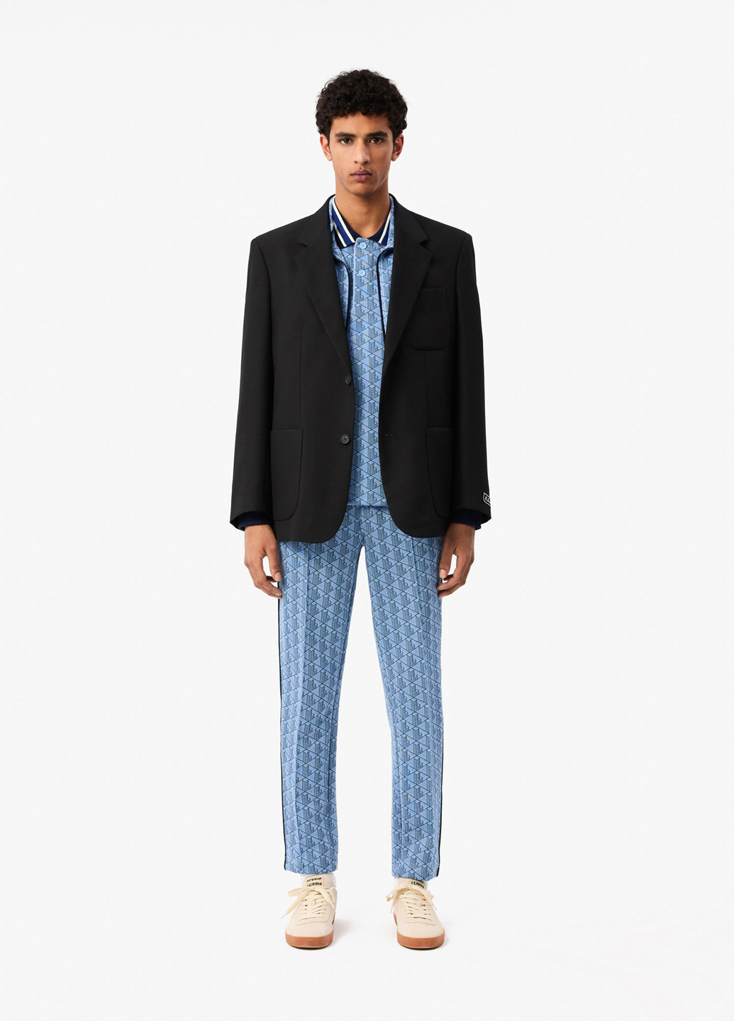 Серо-голубой футболка-поло для мужчин Lacoste с логотипом