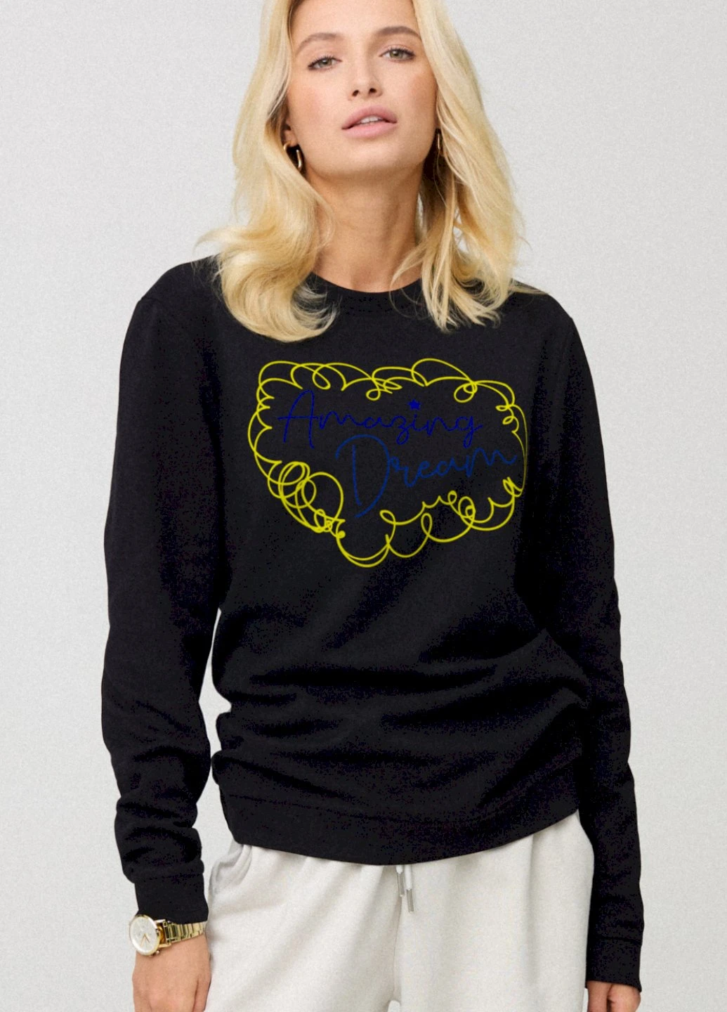 Черный світшот жіночий oversize /no flis/ YAPPI (254658649)