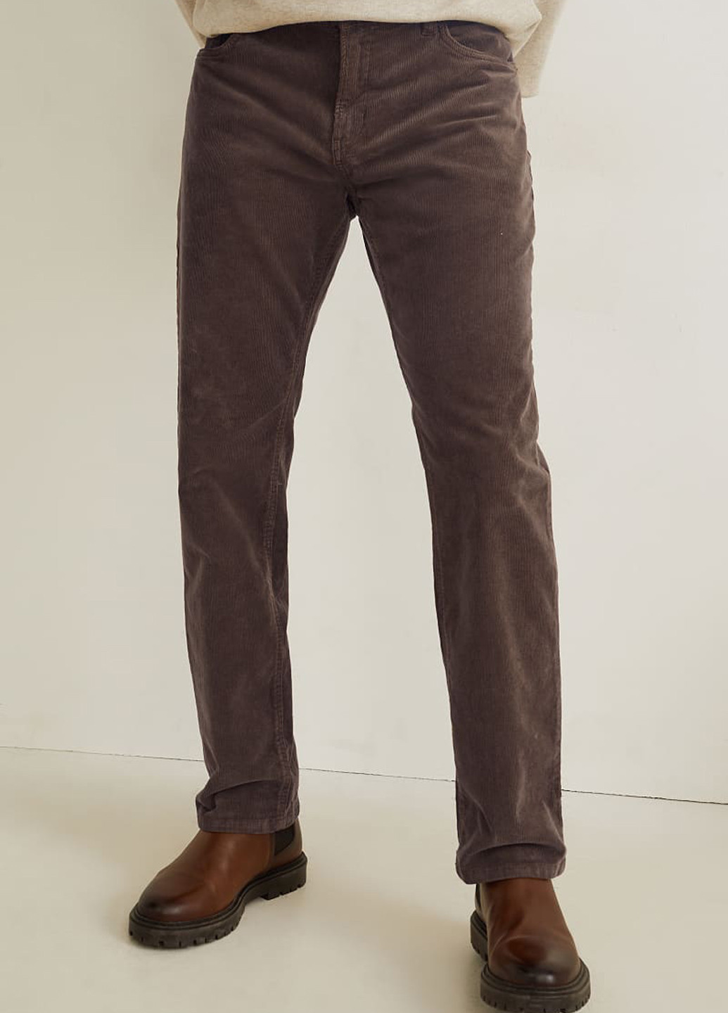 Темно-серые кэжуал демисезонные прямые брюки C&A