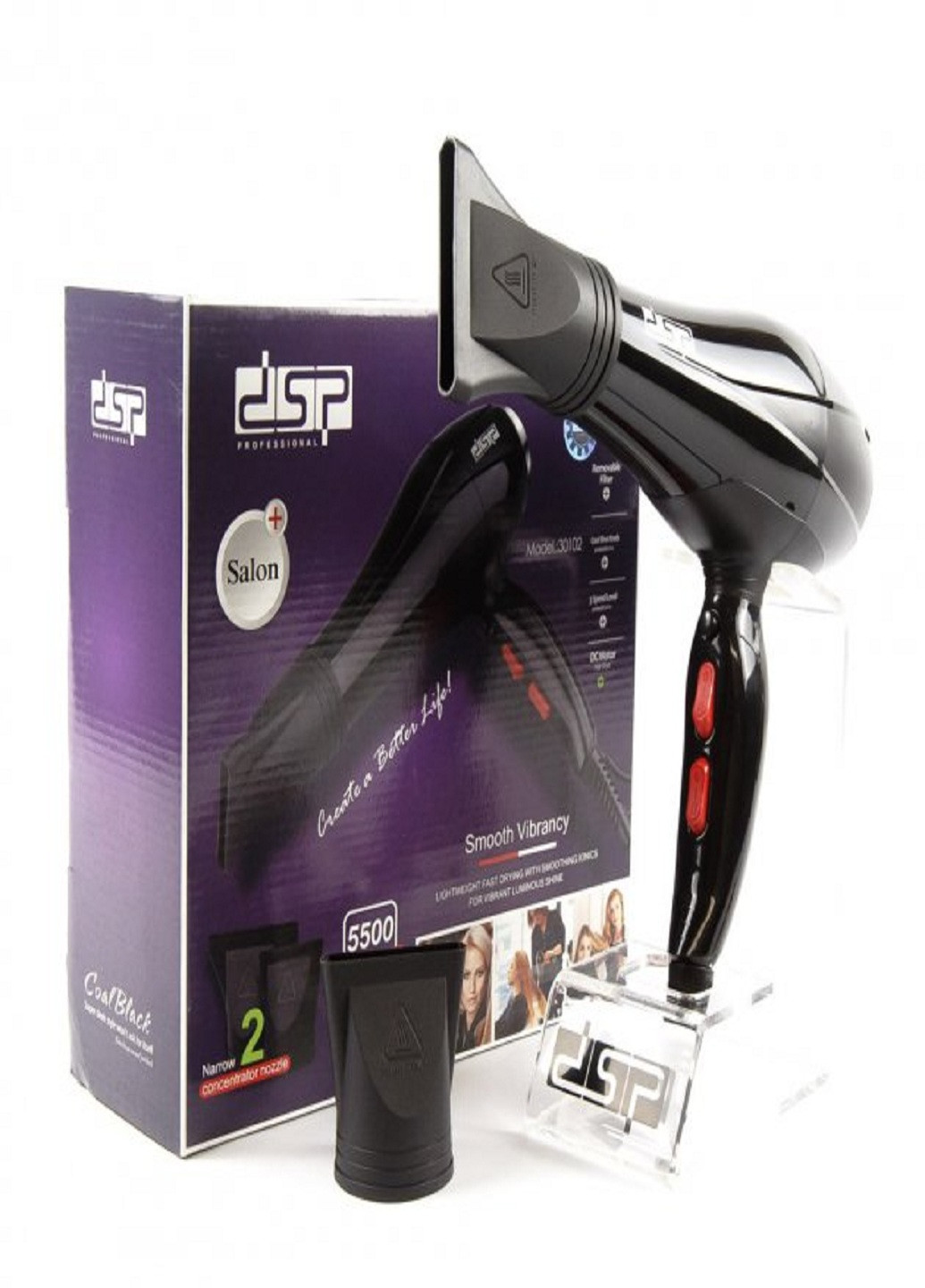 Фен для сушки и укладки волос 30102 Hair Dryer 1600W Черный DSP (254034503)