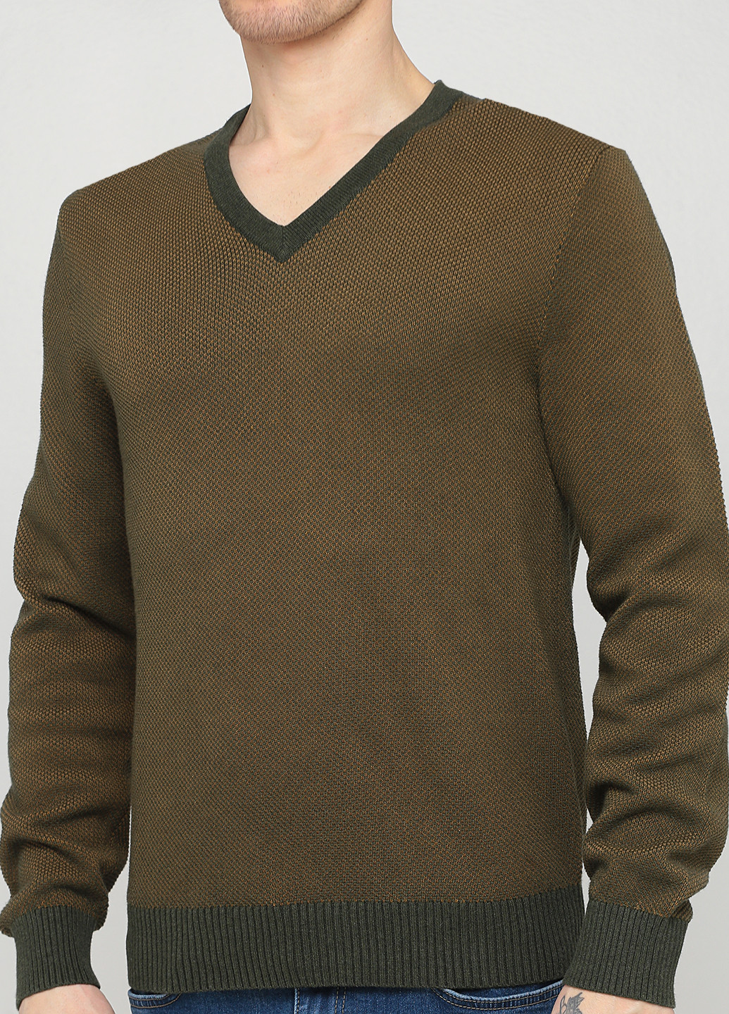 Оливковый (хаки) демисезонный пуловер пуловер Lands' End