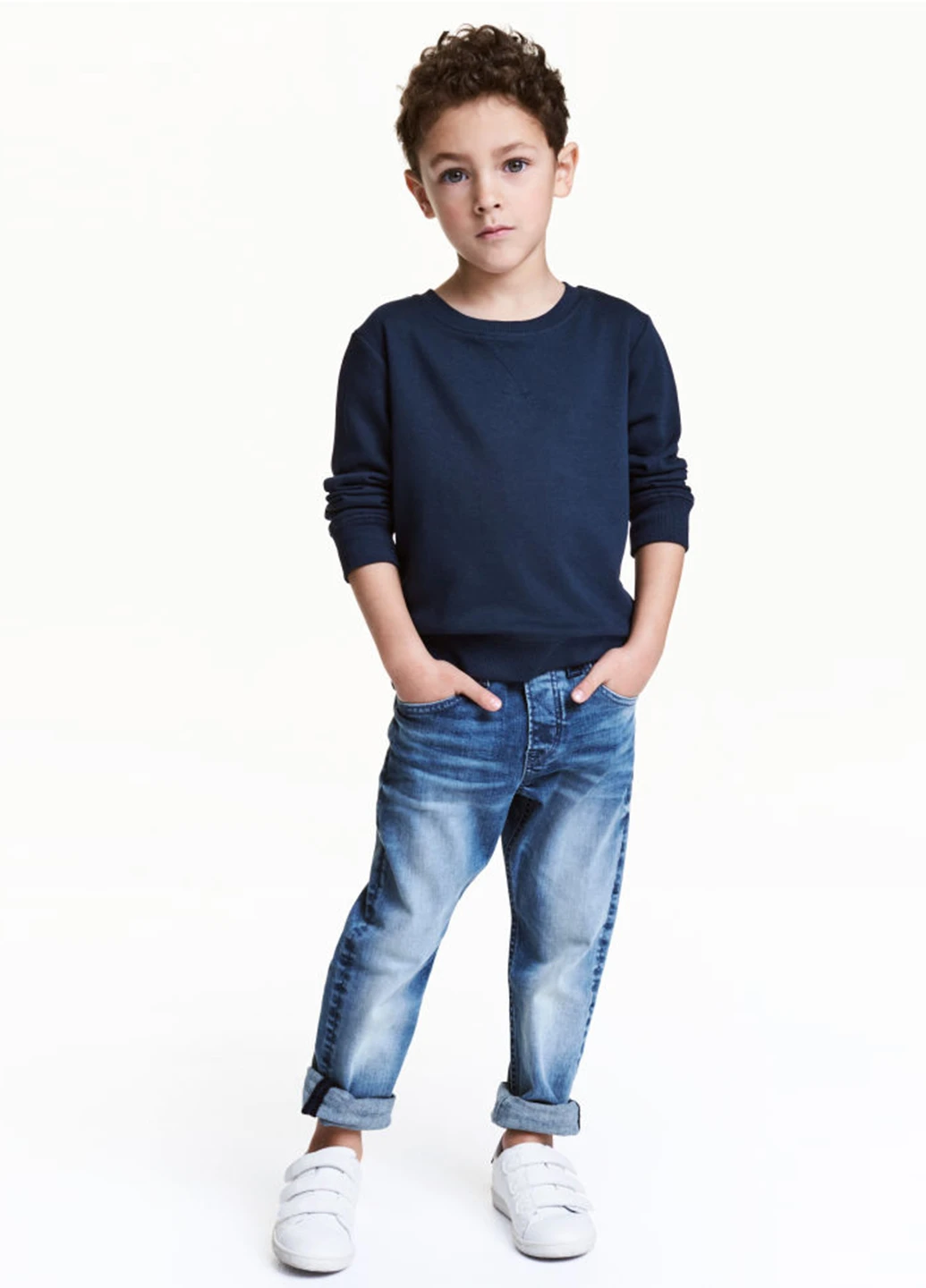 Голубые демисезонные прямые джинсы H&M