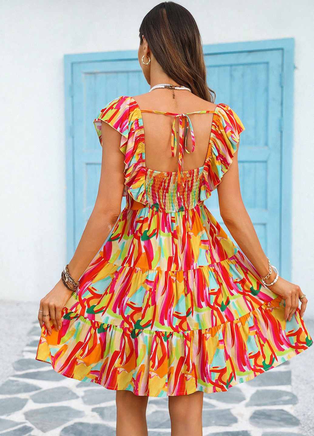 Комбинированное кэжуал платье а-силуэт SHEIN колор блок