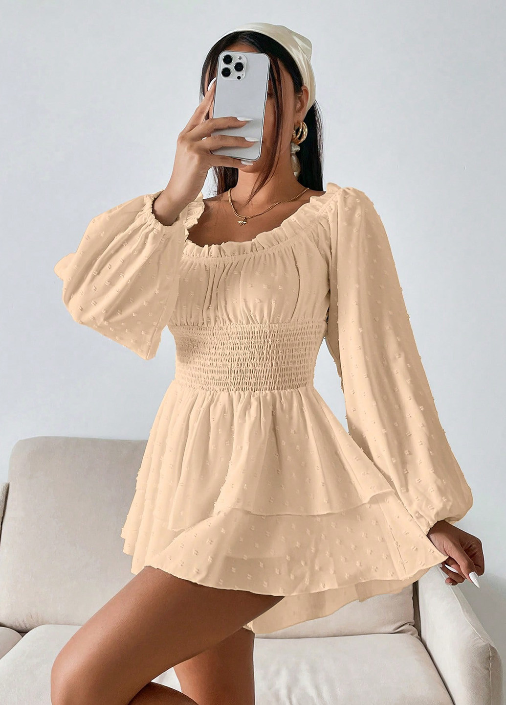 Комбінезон SHEIN комбінезон-шорти однотонний кремовий кежуал поліестер