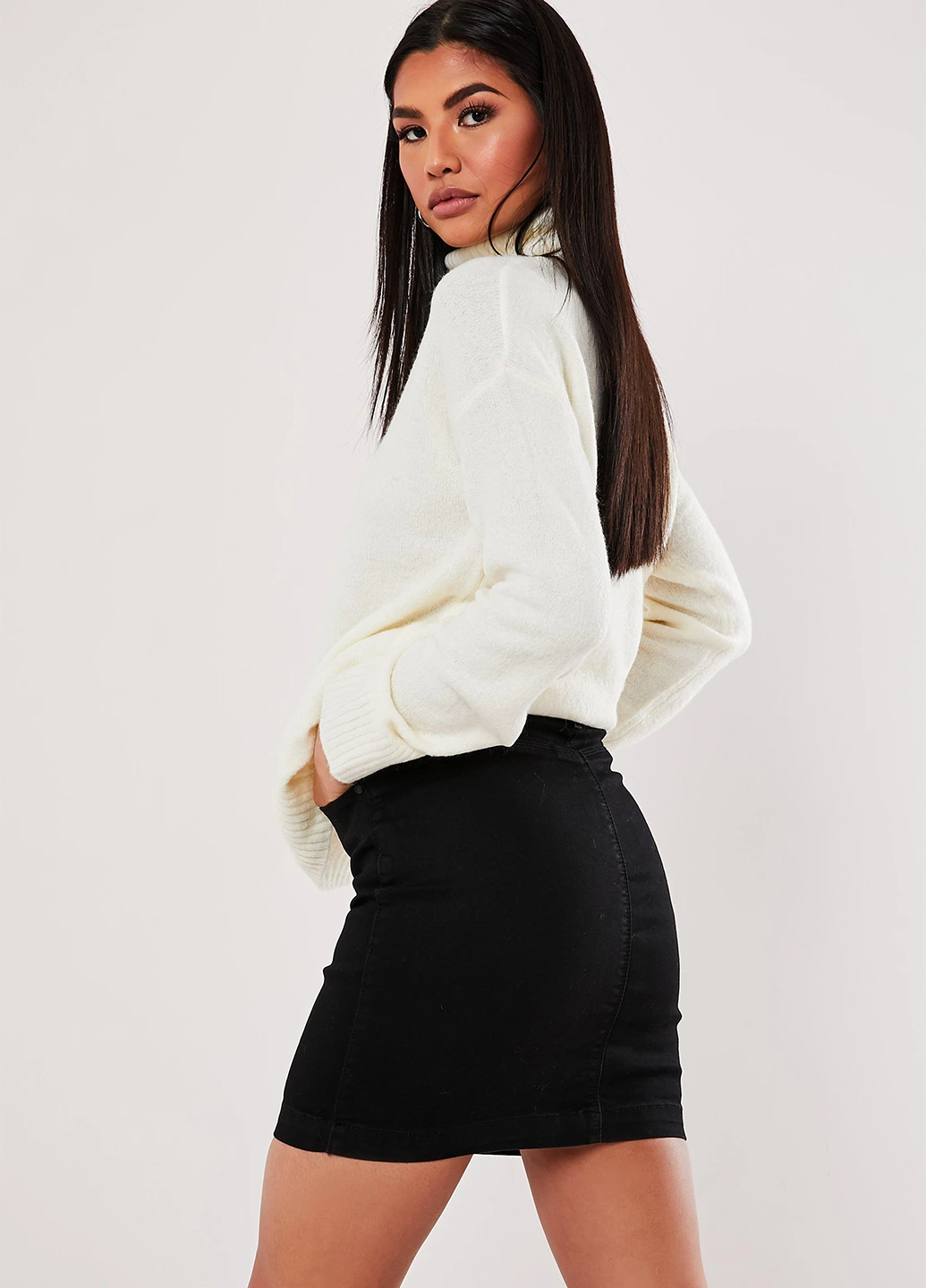 Черная джинсовая однотонная юбка Missguided