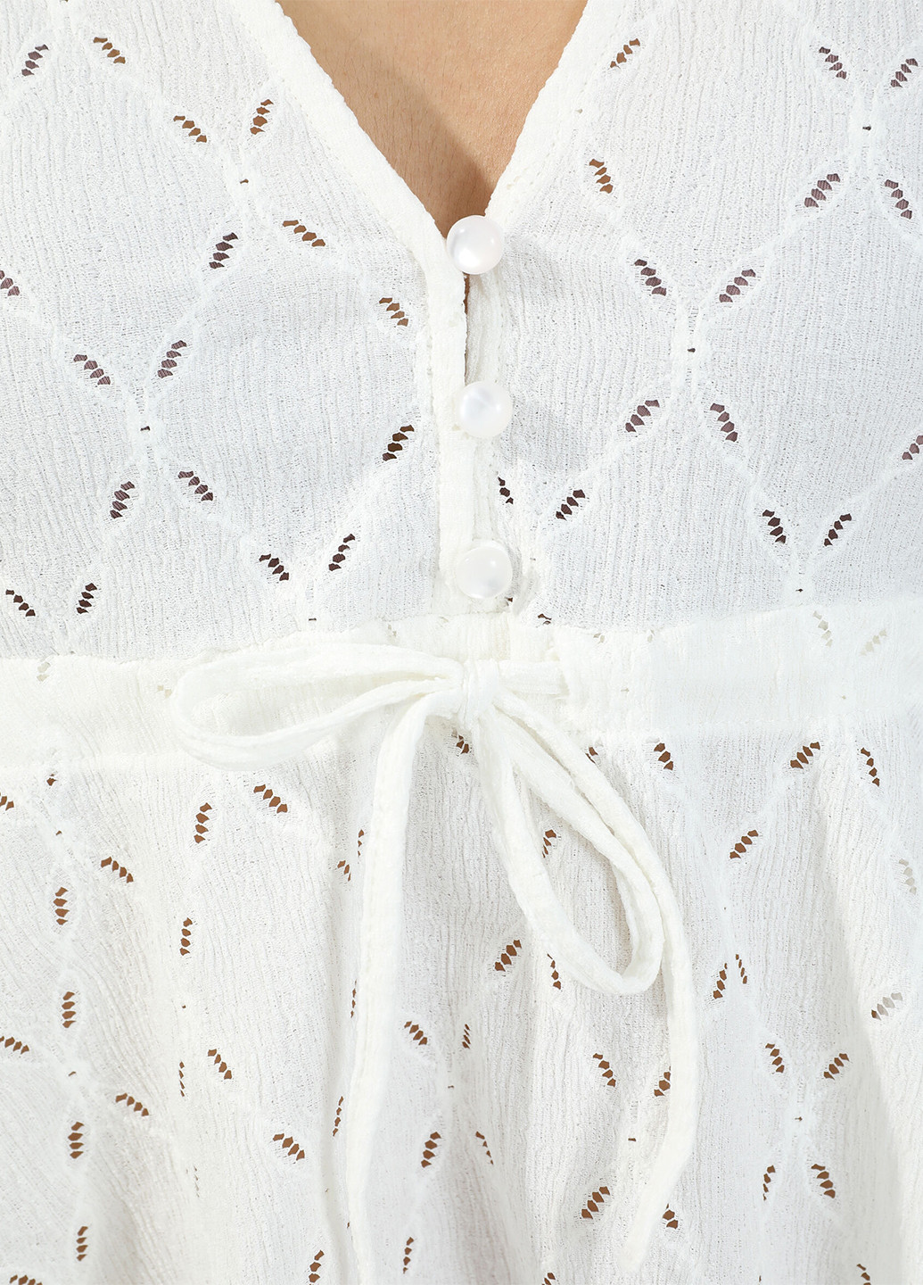 Біла літня блуза з баскою Pimkie