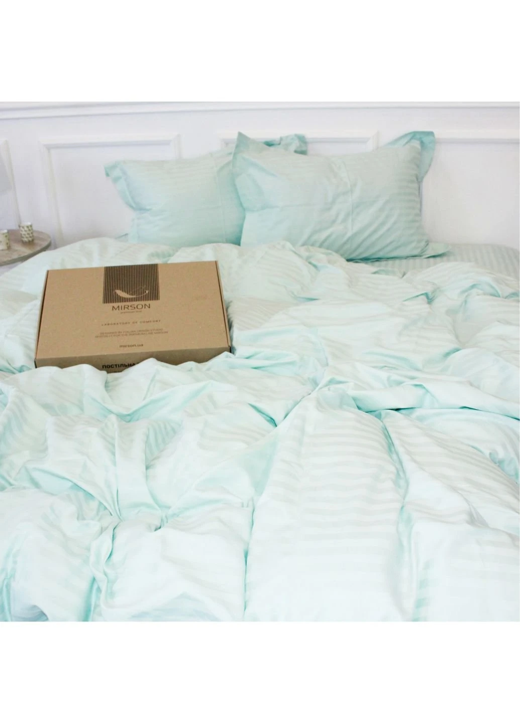 Постільна білизна Satin Stripe 30-0013 Azure 175х210 двоспальний (2200005252390) Mirson (254014155)