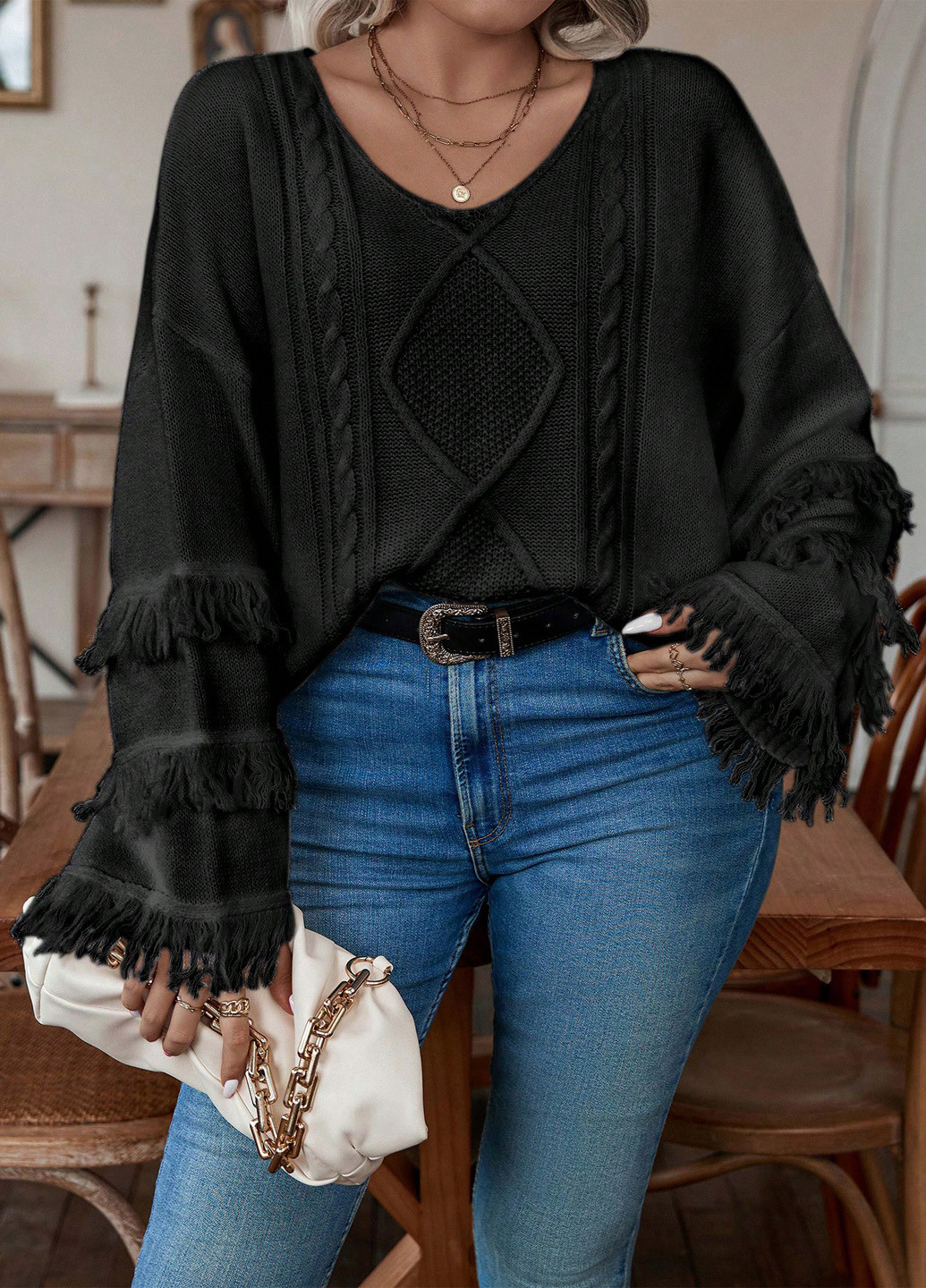 Чорний демісезонний пуловер пуловер SHEIN