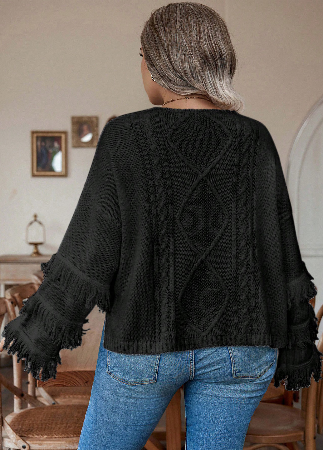 Чорний демісезонний пуловер пуловер SHEIN