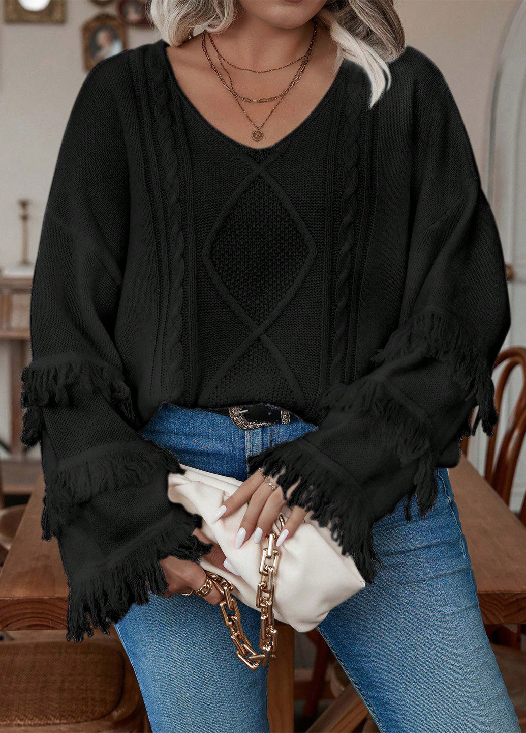 Чорний демісезонний пуловер пуловер SHEIN