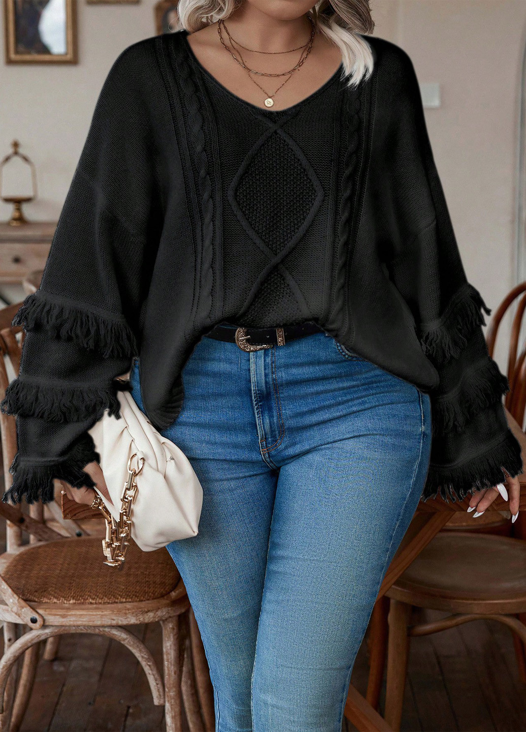 Чорний демісезонний пуловер пуловер SHEIN