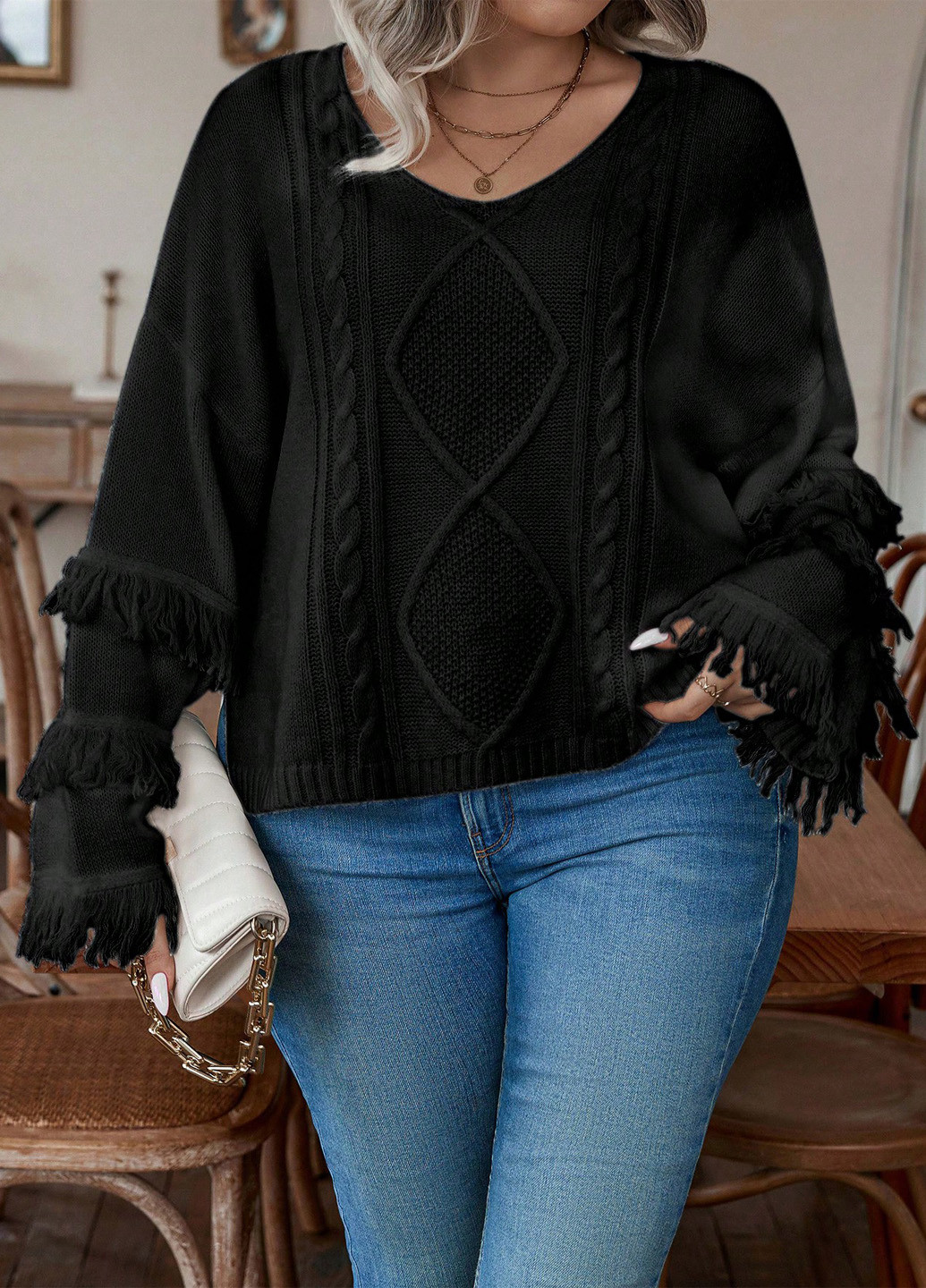 Чорний демісезонний пуловер пуловер SHEIN