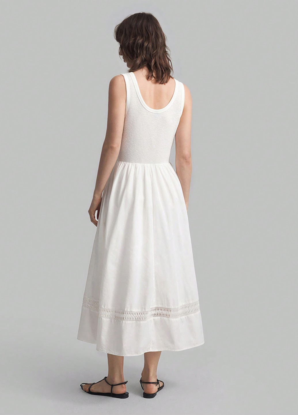 Белое кэжуал платье а-силуэт SHEIN однотонное