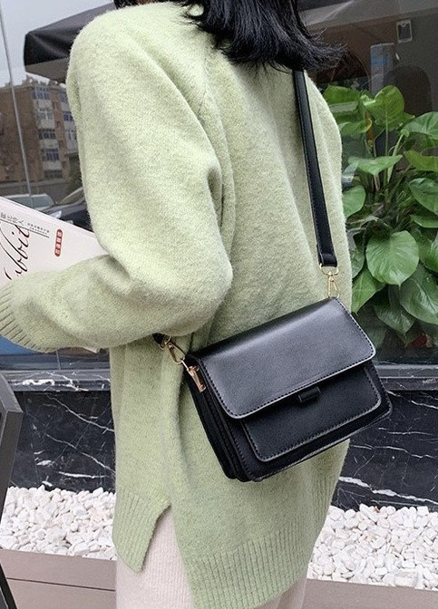 Женская классическая сумка кросс-боди на три отдела черная NoName (251204135)