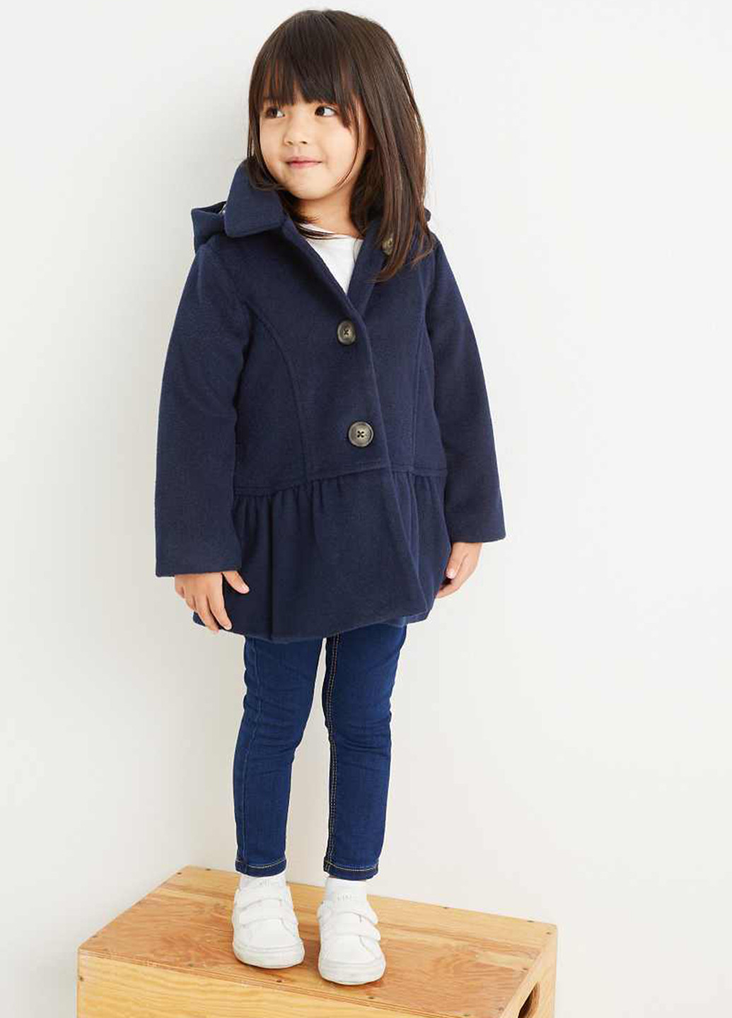 Темно-синє демісезонне Пальто однобортне C&A