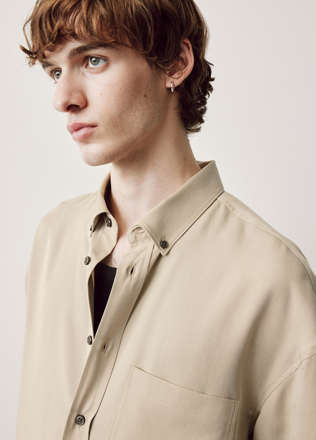 Бежевая кэжуал рубашка однотонная H&M