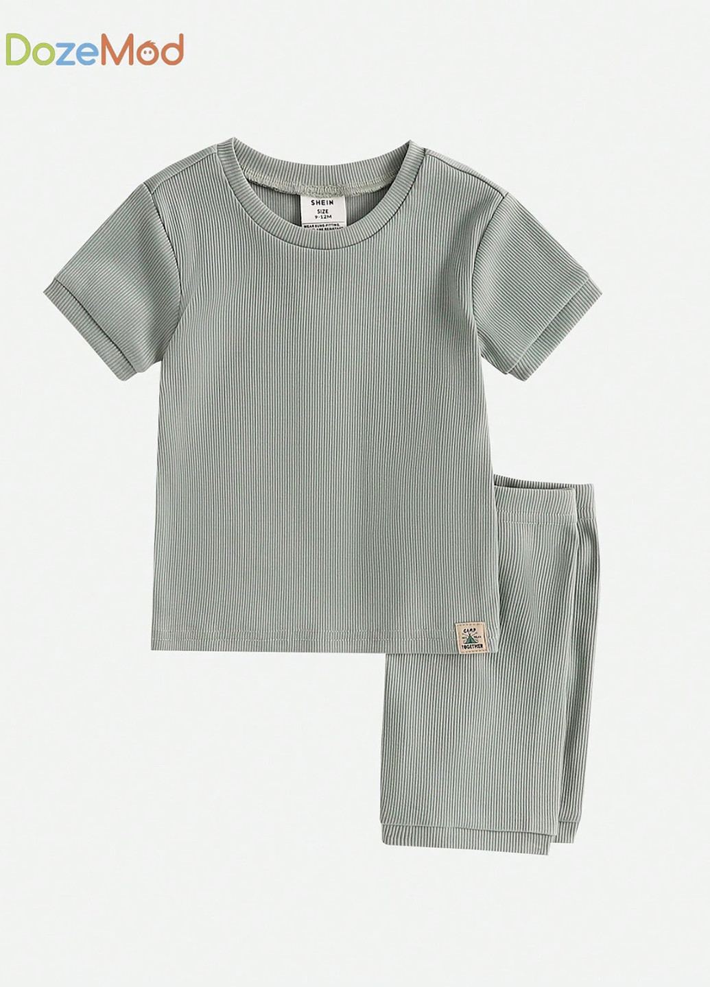 Серо-зеленая всесезон пижама (футболка, шорты) футболка + шорты SHEIN