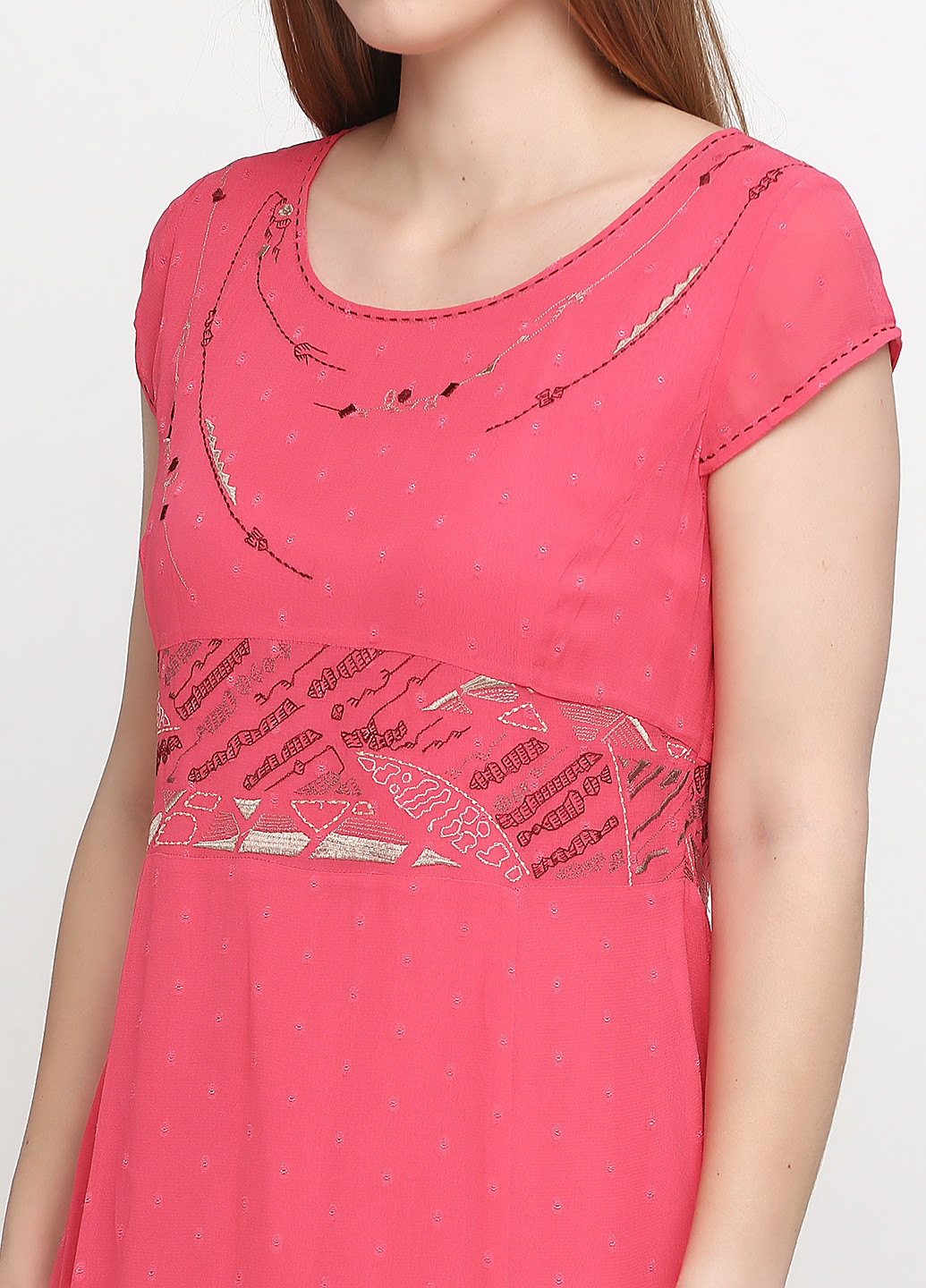 Розовое кэжуал платье клеш Nitya с рисунком