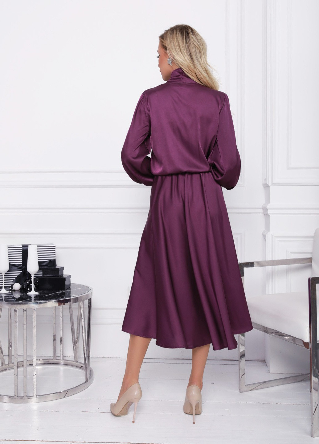 Фіолетова вечірня сукня жіноча кльош ISSA PLUS однотонна