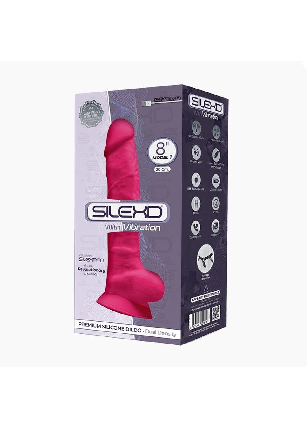 Фаллоимитатор с вибрацией Vetus Vibro Pink (MODEL 1 size 8in), двухслойный, диаметр 4,2см Silexd (255073469)