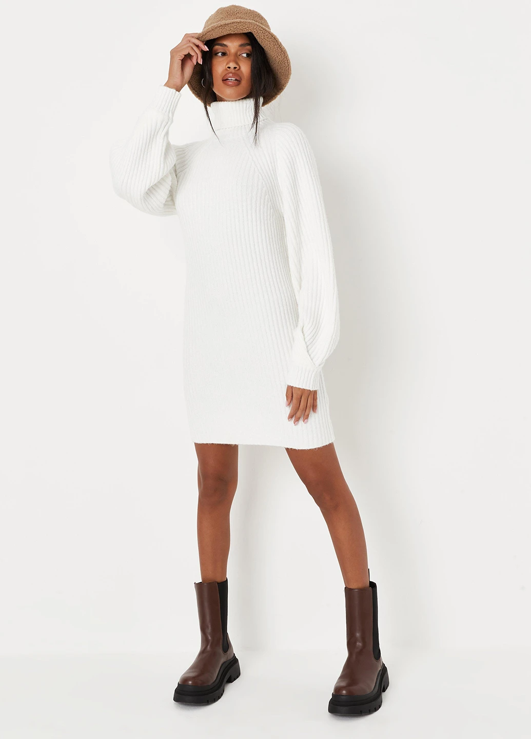 Белое кэжуал платье платье-водолазка Missguided однотонное
