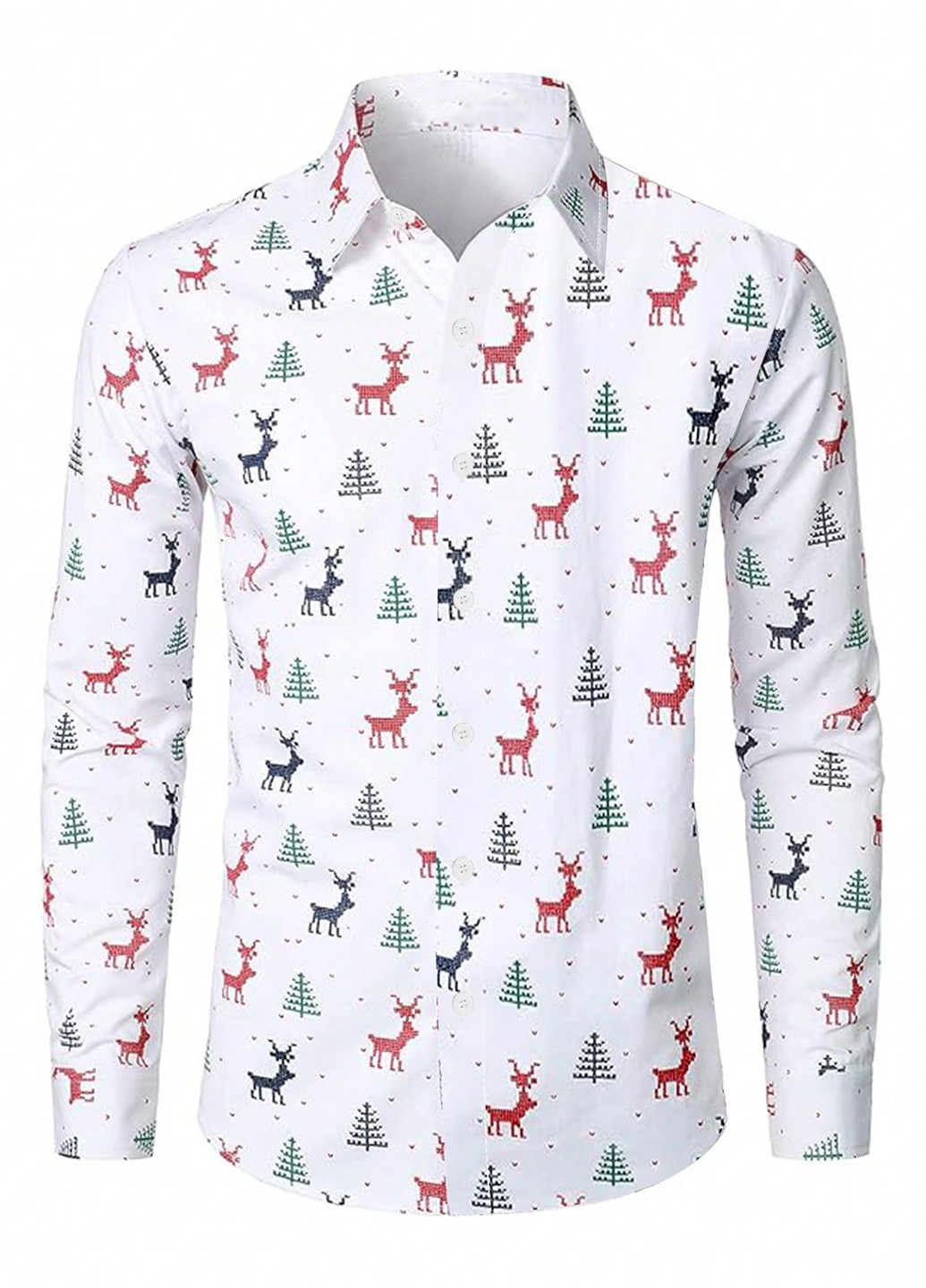 Белая кэжуал рубашка новогодний SHEIN