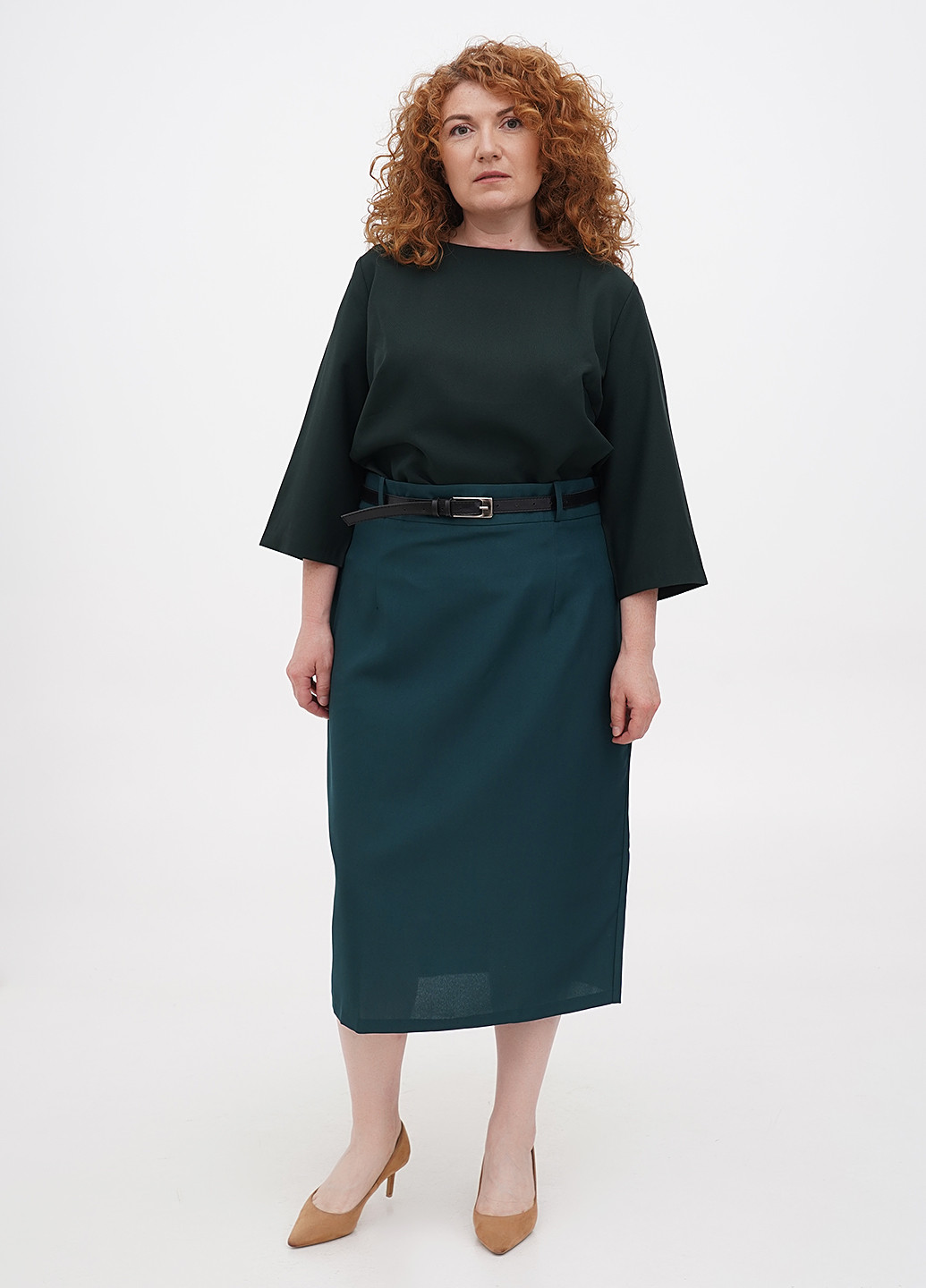 Темно-зеленая кэжуал однотонная юбка Maurini