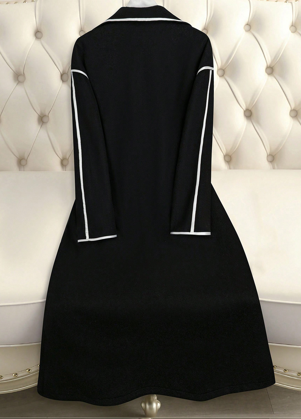 Черное демисезонное Пальто двубортное SHEIN