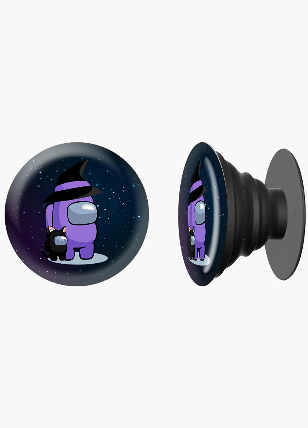 Попсокет (Popsockets) тримач для смартфону Амонг Ас Фіолетовий (Among Us Violet) (8754-2423) Чорний MobiPrint (216836574)