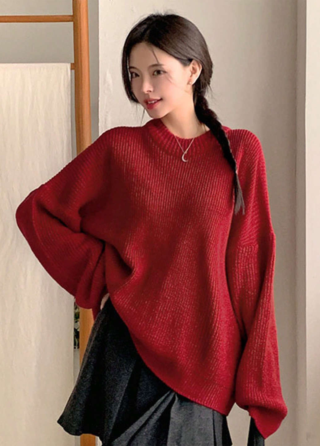 Темно-червоний зимовий джемпер джемпер SHEIN