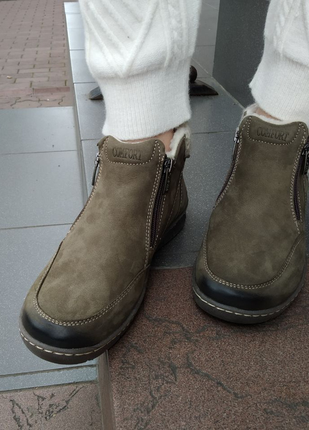 Зимние ботинки повседневные черные нубук Aspena без декора из натурального нубука