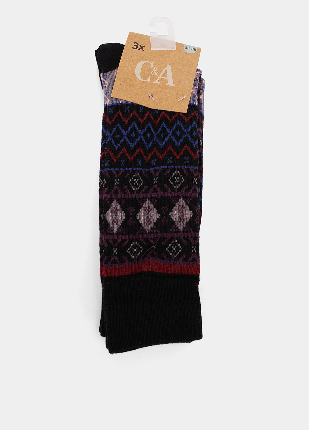 Чорні шкарпетки (3 пари) C&A орнаменти (334008397)