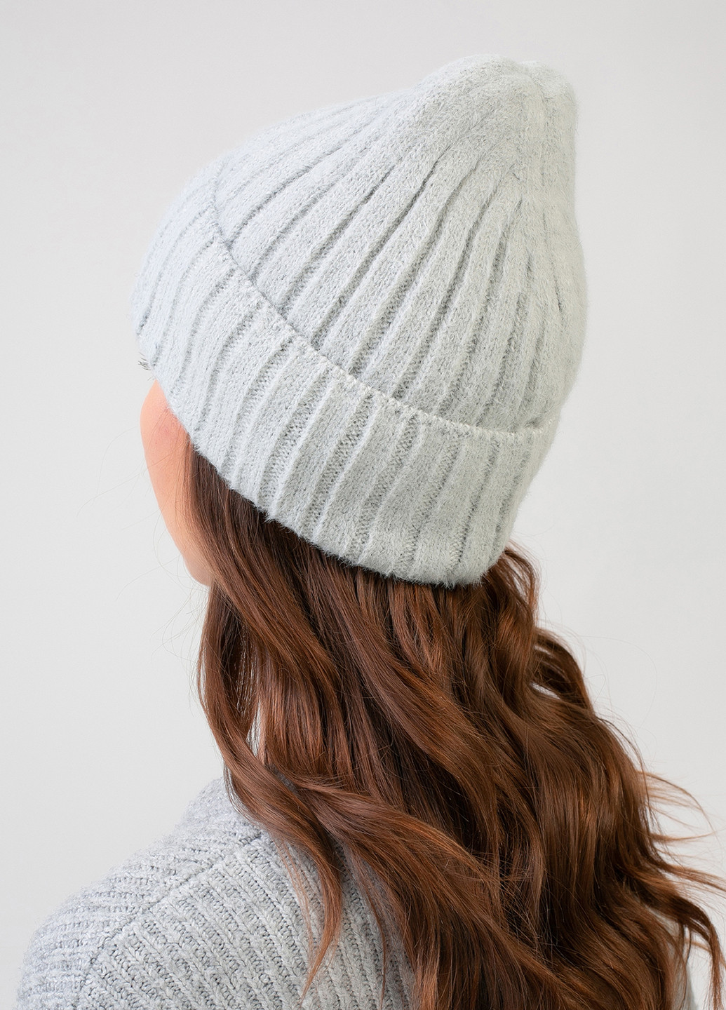 Зимняя теплая ангоровая женская шапка с отворотом без подкладки 551135 DeMari лайк ангора (237904000)