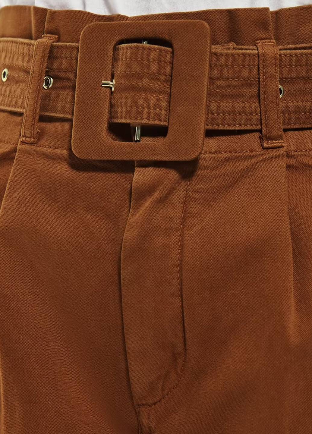 Коричневые кэжуал демисезонные укороченные, прямые брюки Gina Tricot