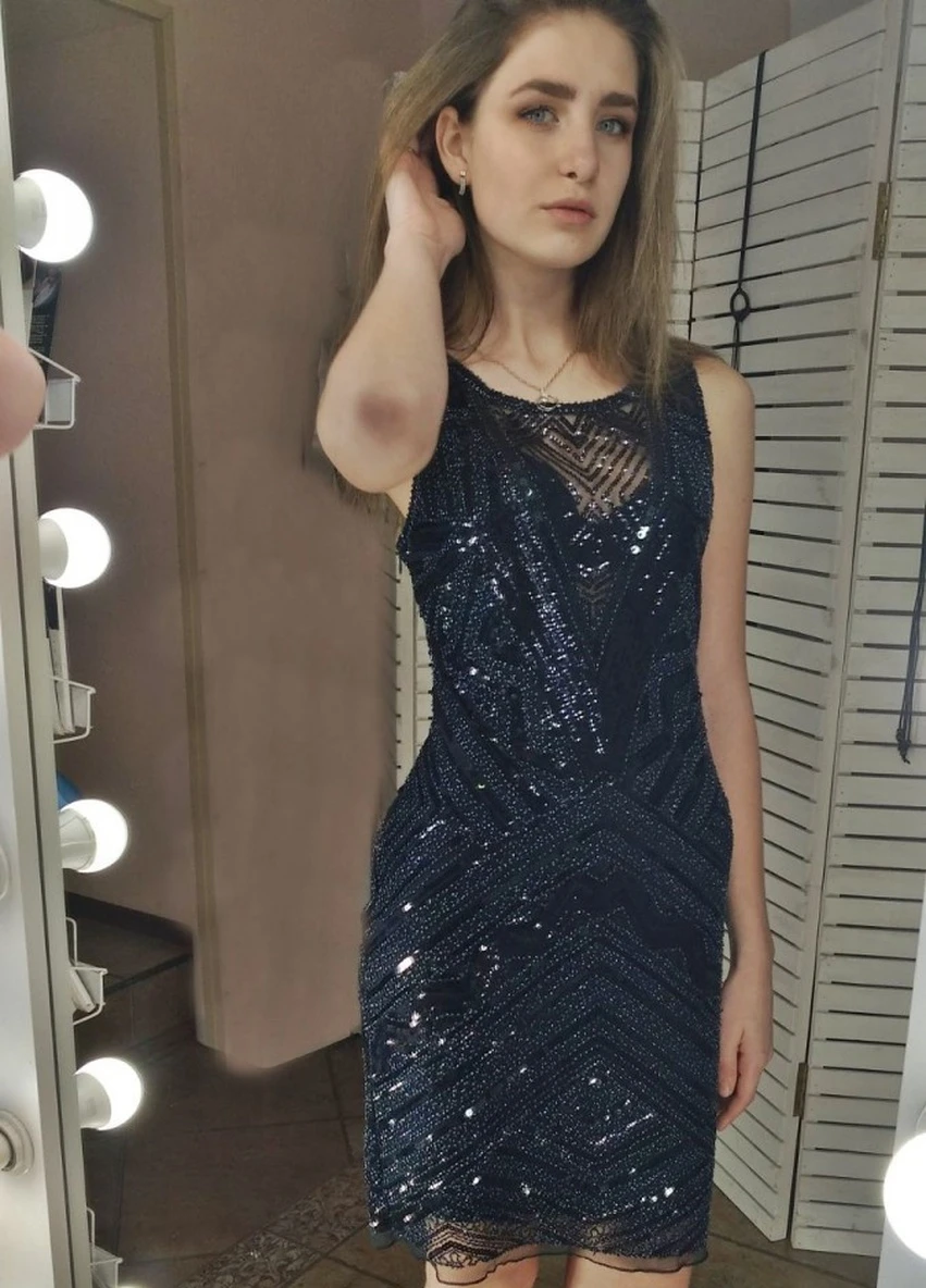 Синя вечірня плаття, сукня футляр FashionYouWant однотонна