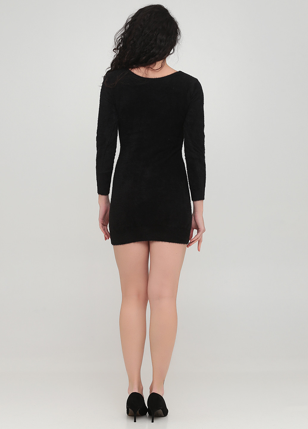 Черное кэжуал платье платье-свитер No Brand однотонное