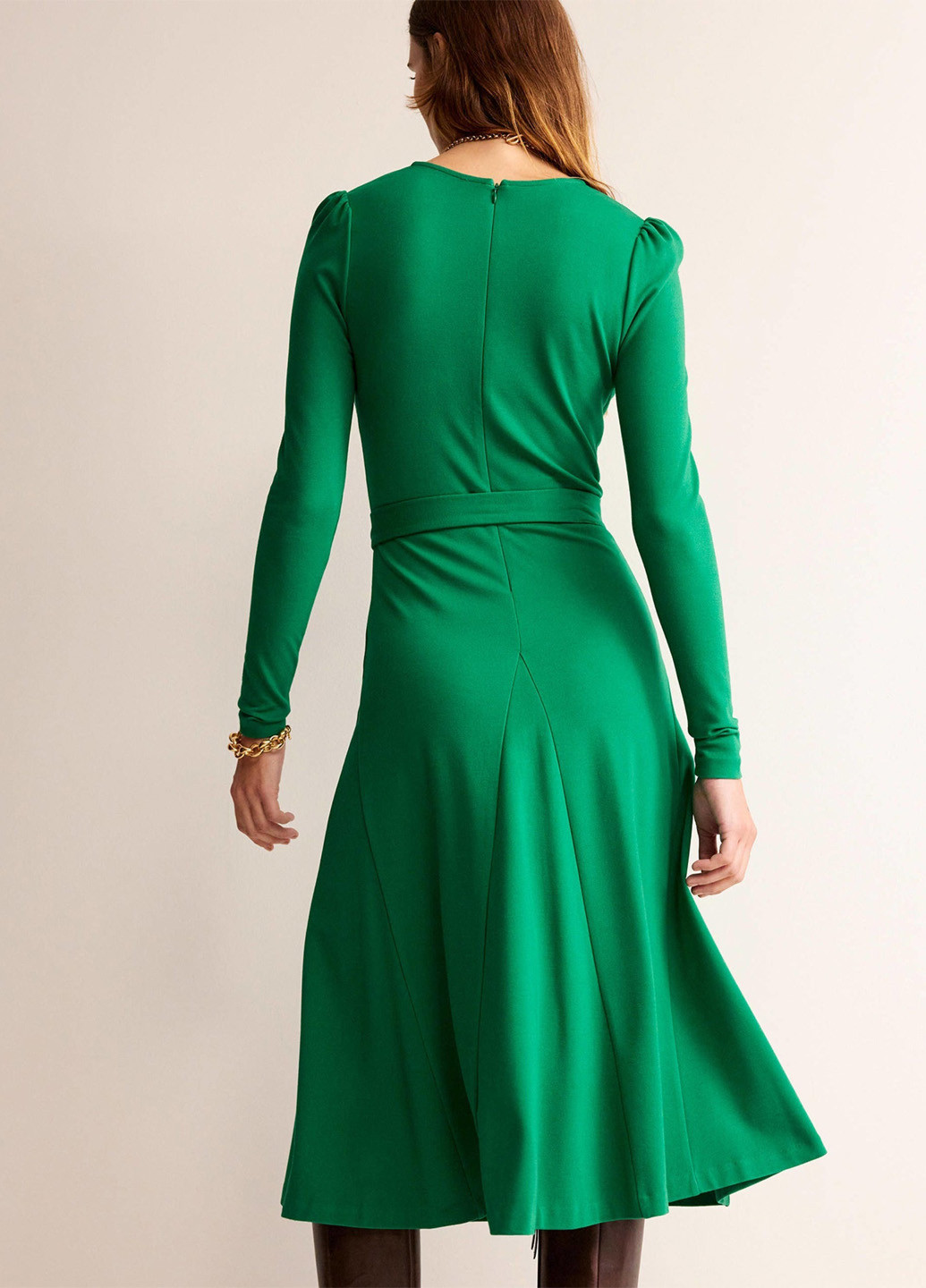 Зеленое кэжуал платье клеш Boden однотонное