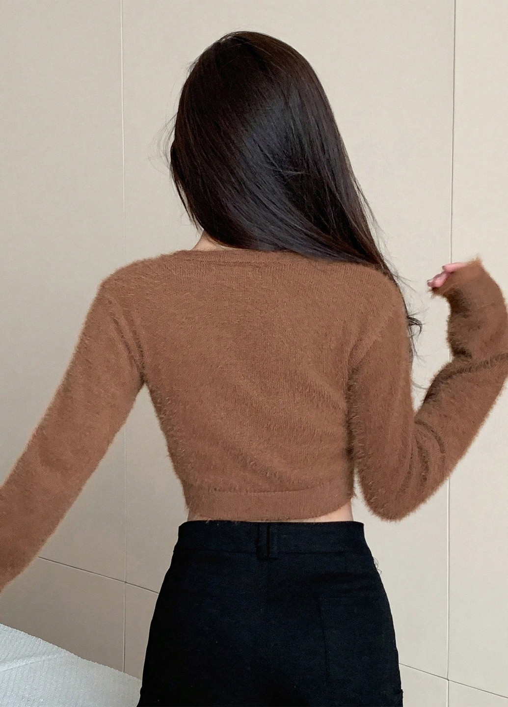 Коричневый демисезонный кардиган SHEIN