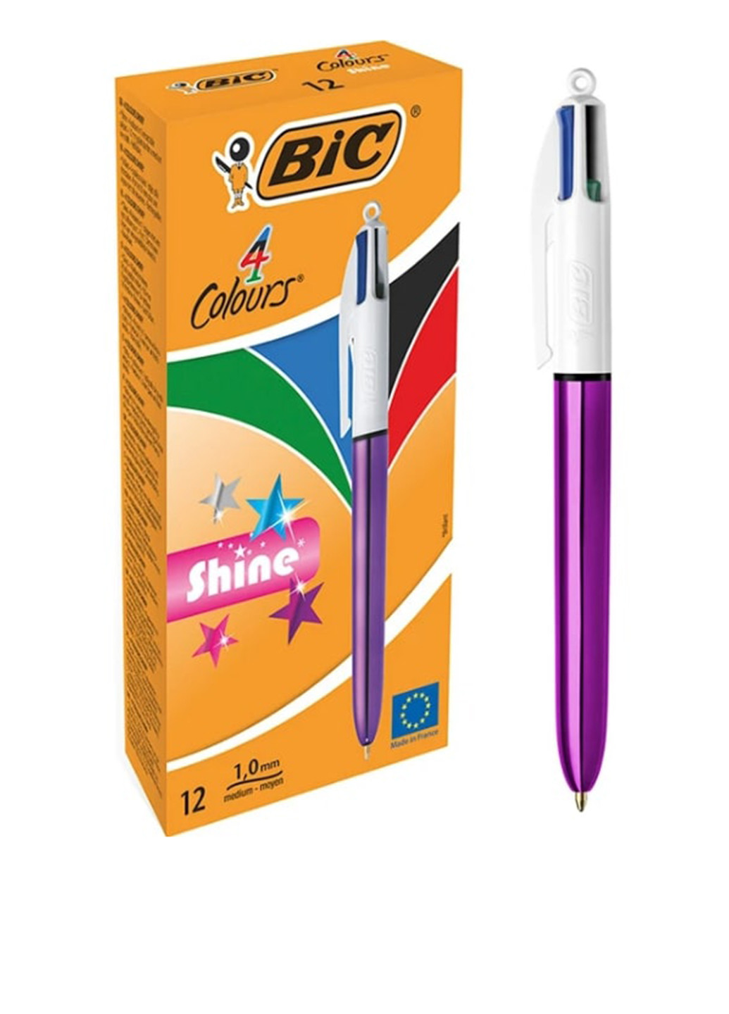 Набір ручок 4 Colours Shine Purple 1 мм, (12 см.) Bic (249565405)