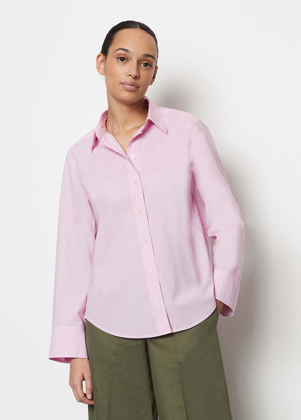Розово-лиловая кэжуал рубашка однотонная Marc O'Polo