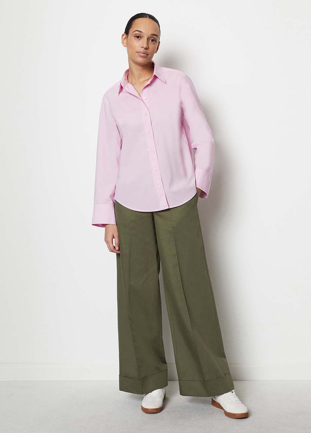 Розово-лиловая кэжуал рубашка однотонная Marc O'Polo