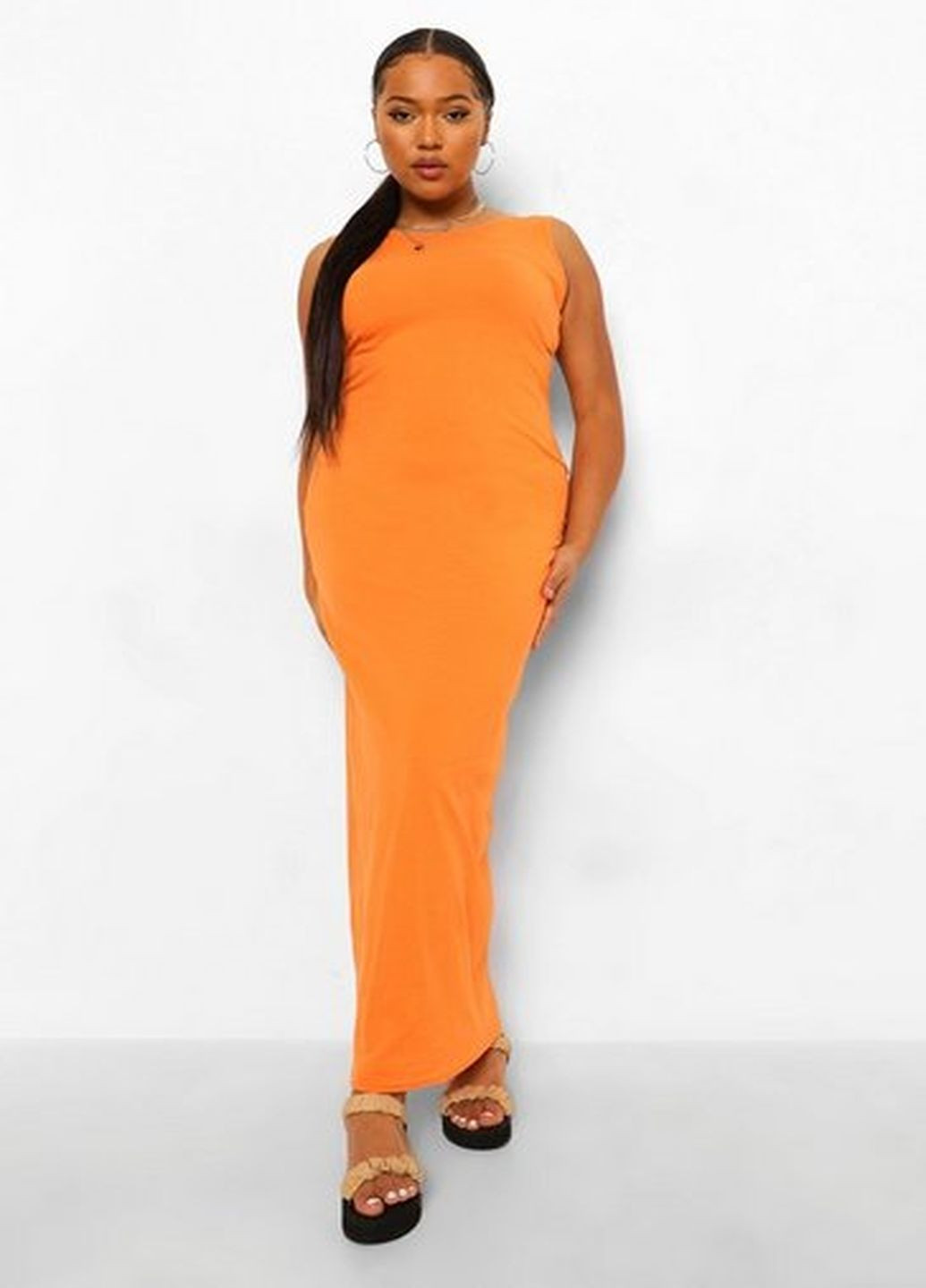 Оранжевое кэжуал платье Boohoo однотонное
