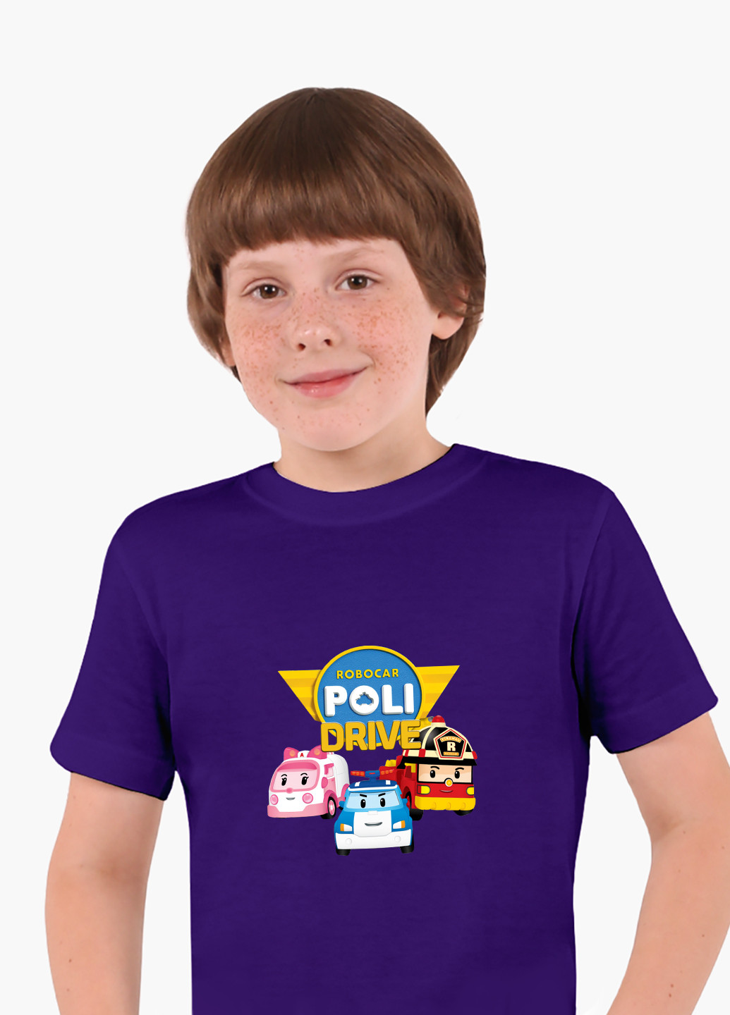 Фіолетова демісезонна футболка дитяча робокар полі (robocar poli) (9224-1617) MobiPrint