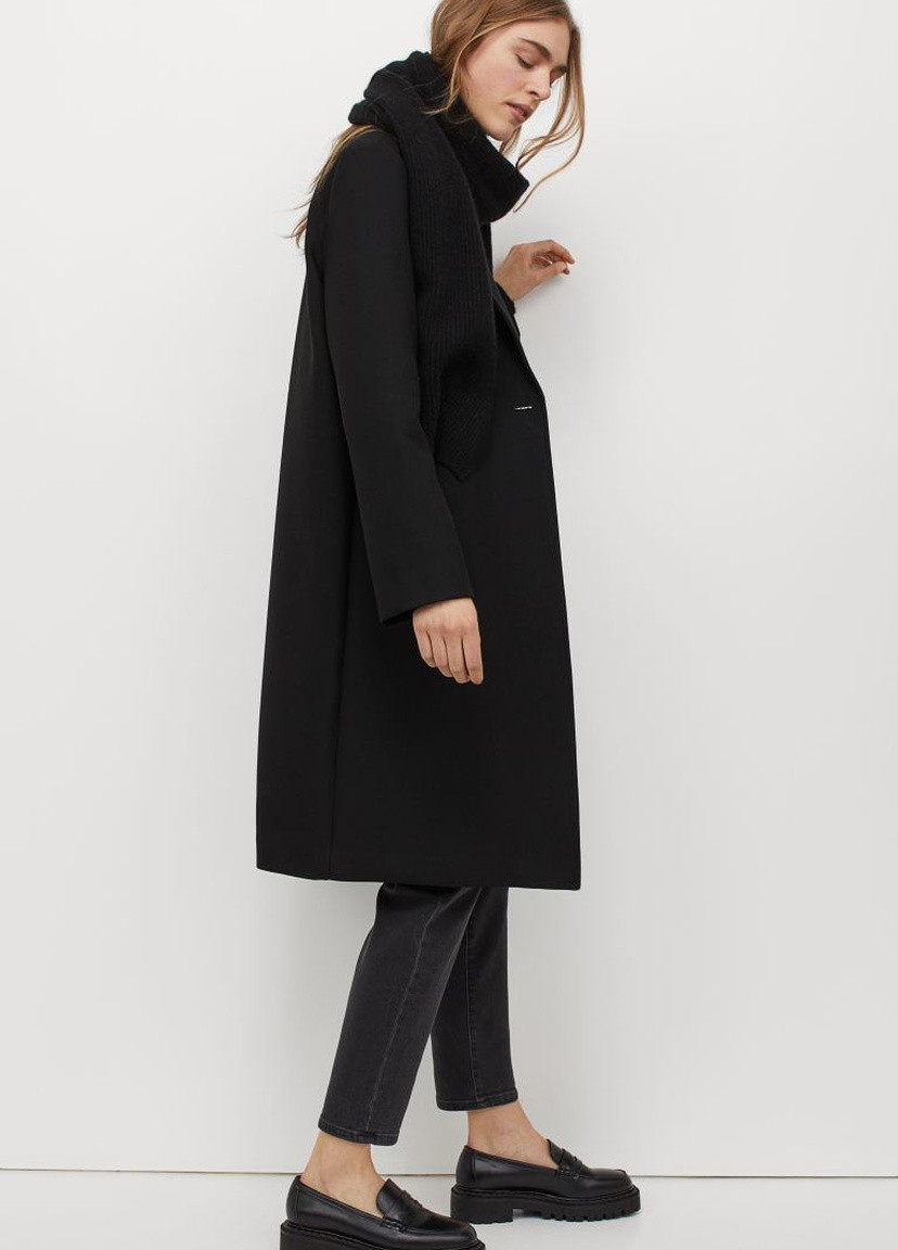 Черное демисезонное Однобортное пальто H&M