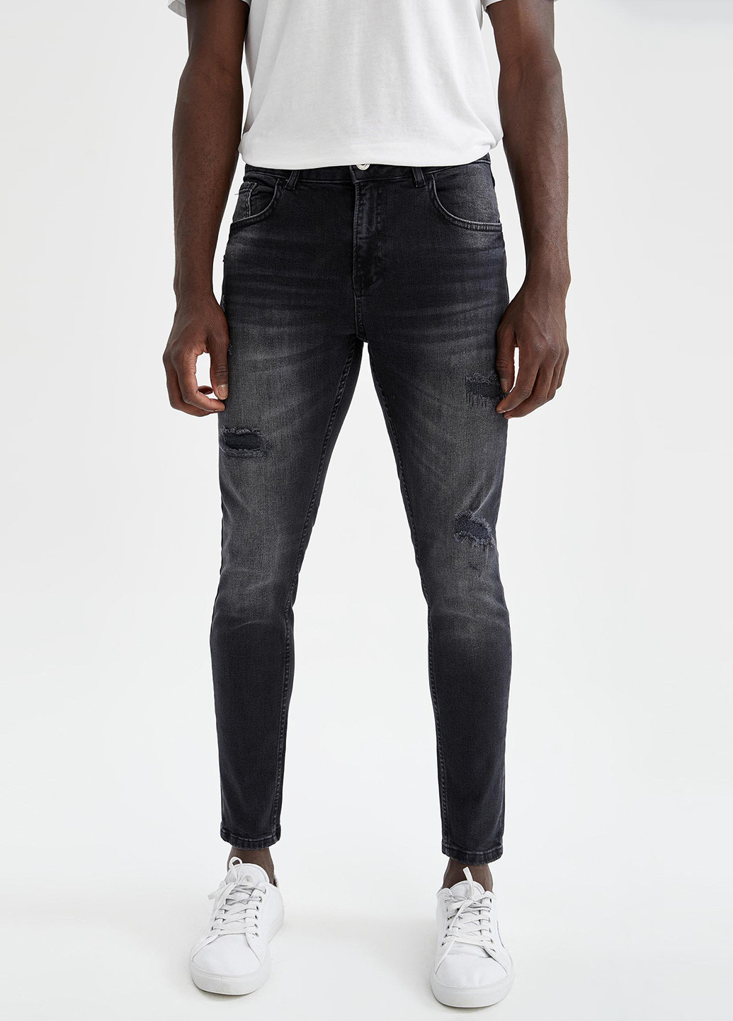 Темно-серые демисезонные зауженные, скинни джинсы DeFacto