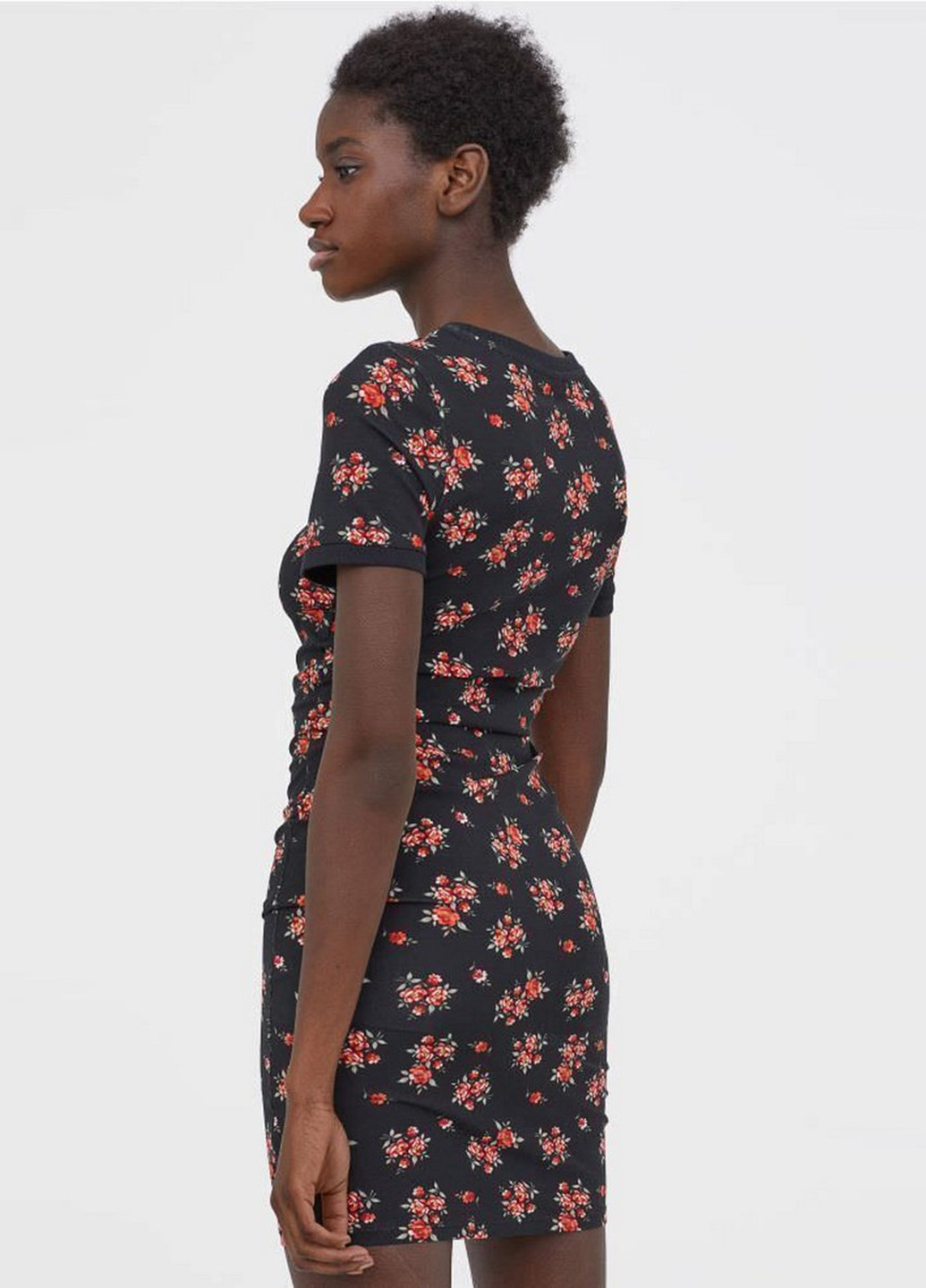 Чорна кежуал сукня футляр H&M з квітковим принтом
