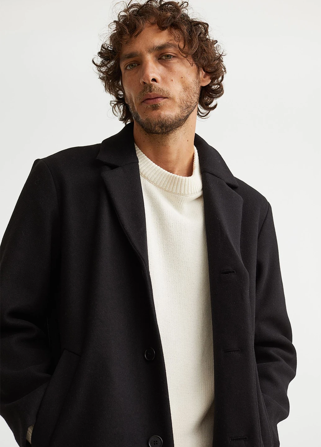Черное демисезонное Пальто однобортное H&M